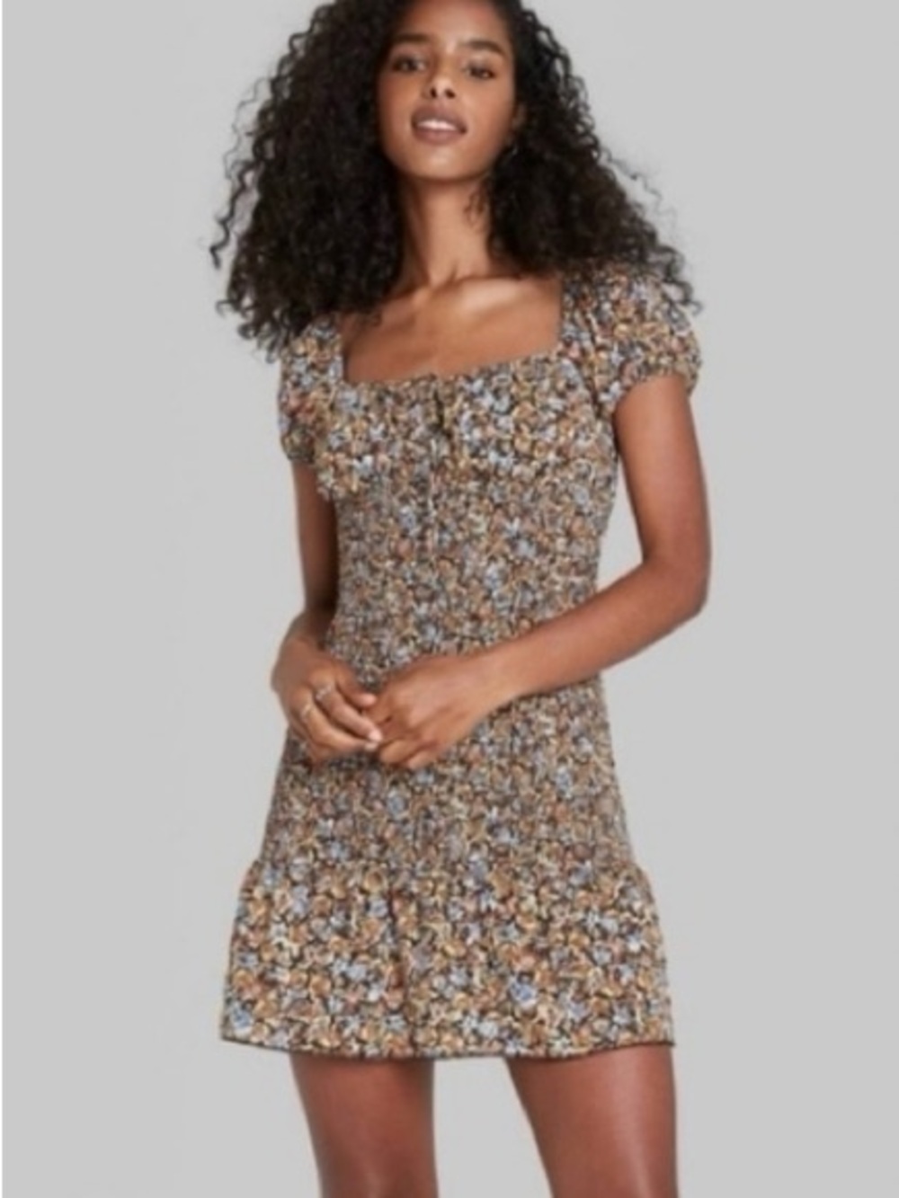 Smocked Floral Mini Dress
